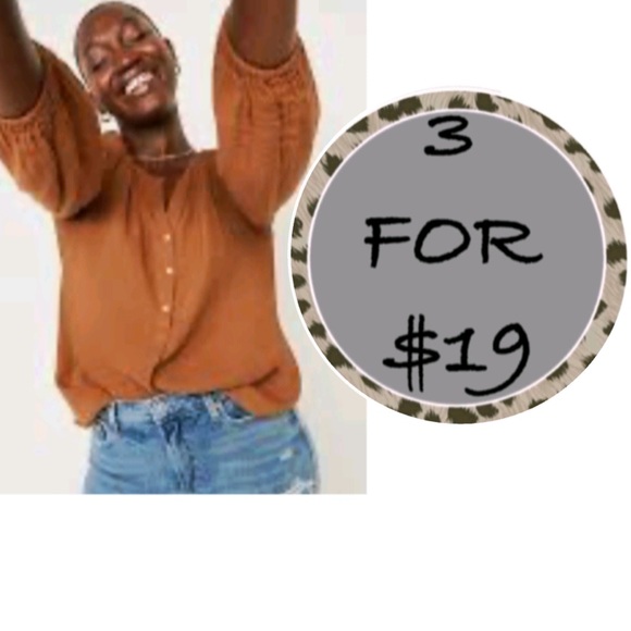 3/$19 Old Navy Split-Neck gauze long sleeve Blouse tunic top - Picture 1 of 16